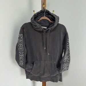 American Eagle Outfitters Black Hoodie with Graphic Sleeves